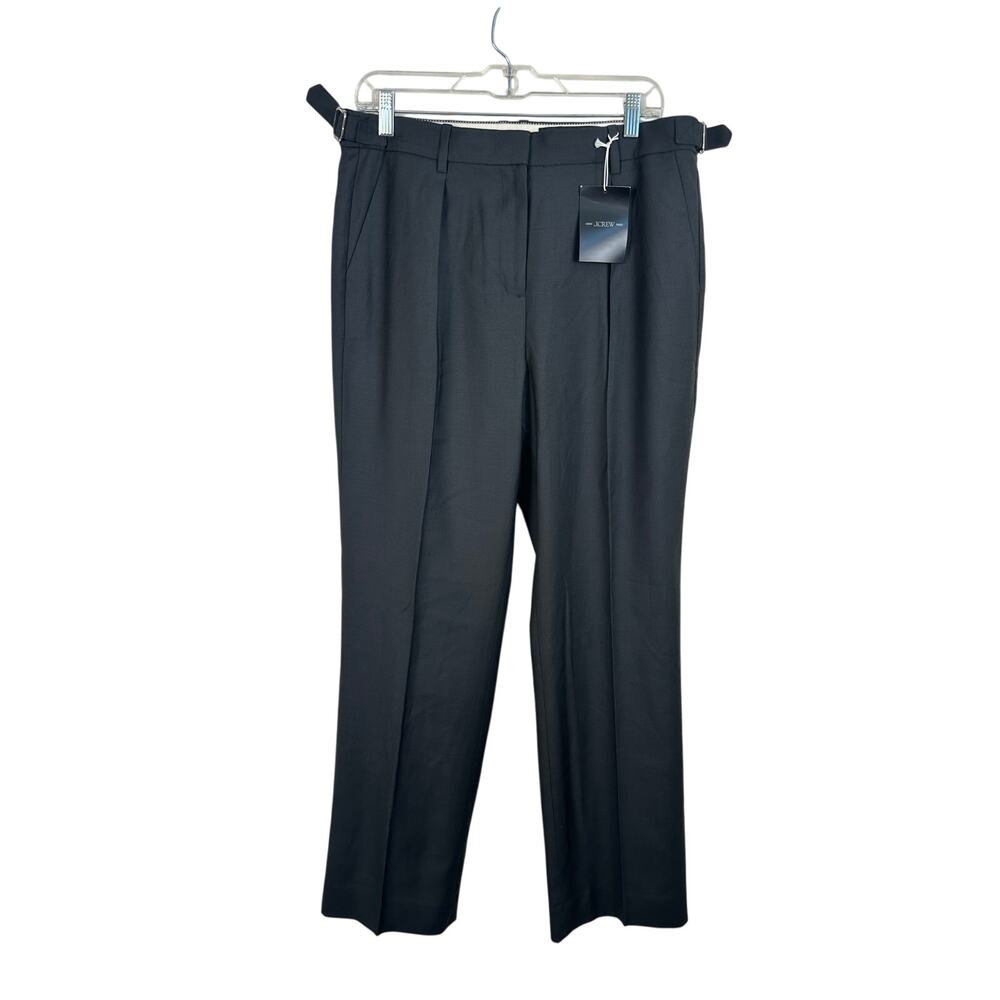 NWT J.Crew Collection Gray Pleated Trouser Buckle Tab Wool Women's Size 10